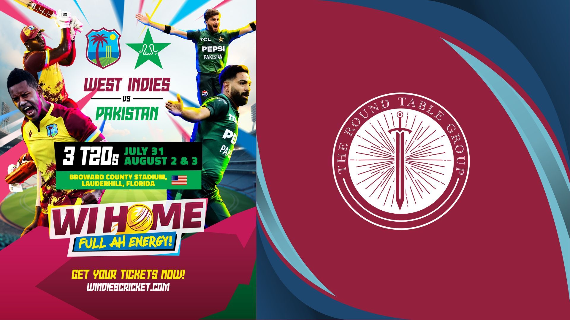 The Round Table Group Supports Official West Indies VS Pakistan T20I Series in Florida